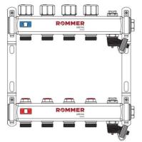 Коллектор Rommer без расходомеров, с клапаном вып. воздуха и сливом 11 вых.